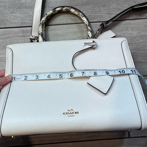 COACH Zoe Carryall Purse White 2Way Pebble Leather Medium Sized Authentic - Picture 3 of 8